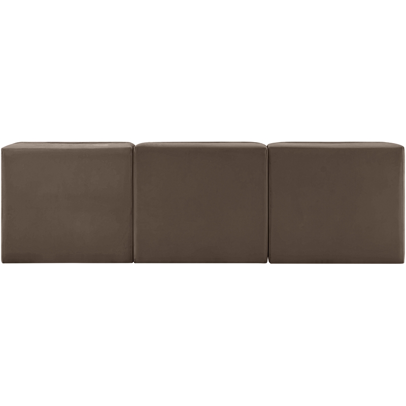 Meridian Furniture Rummi Brown Velvet Performance Fabric 3pc. Modular Sofa