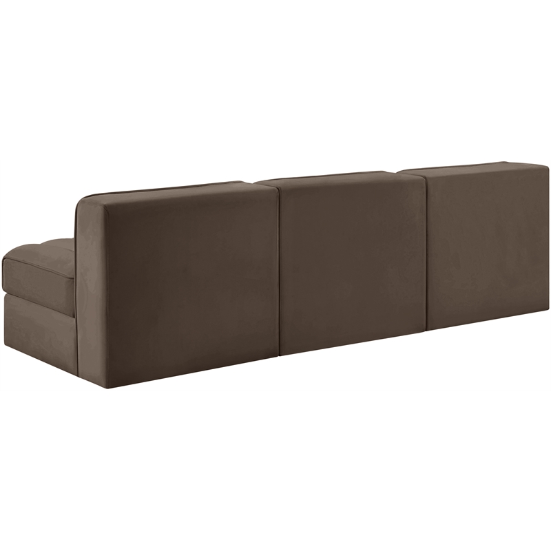 Meridian Furniture Rummi Brown Velvet Performance Fabric 3pc. Modular Sofa