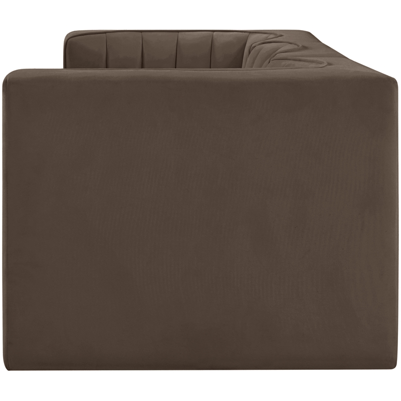 Meridian Furniture Rummi Brown Velvet Performance Fabric 3pc. Modular Sofa