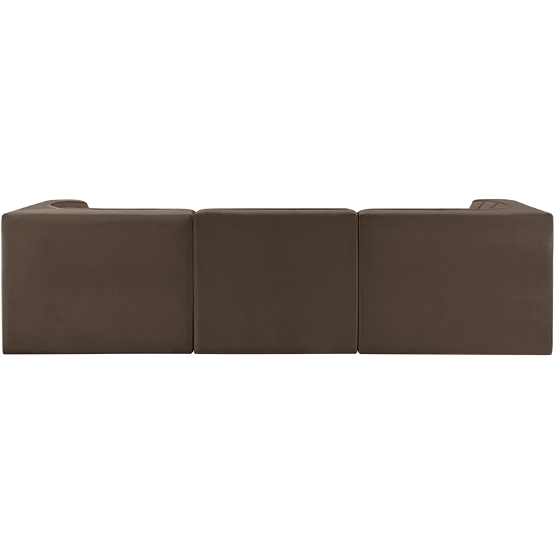 Meridian Furniture Rummi Brown Velvet Performance Fabric 3pc. Modular Sofa