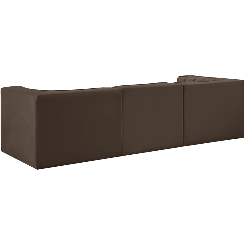 Meridian Furniture Rummi Brown Velvet Performance Fabric 3pc. Modular Sofa