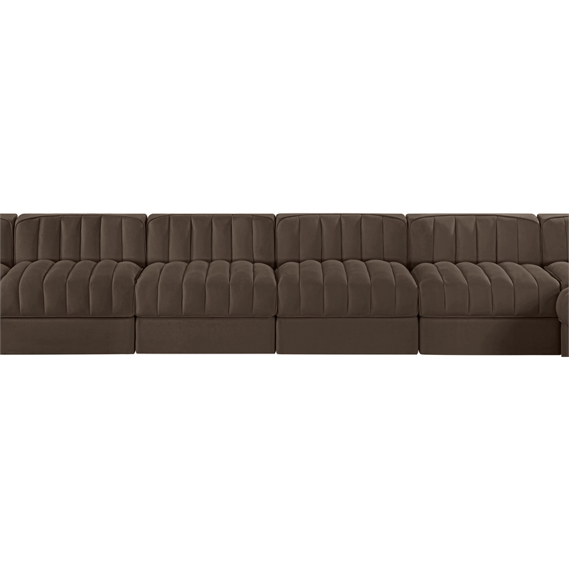 Meridian Furniture Rummi Brown Velvet Performance Fabric 10pc. Modular Sectional