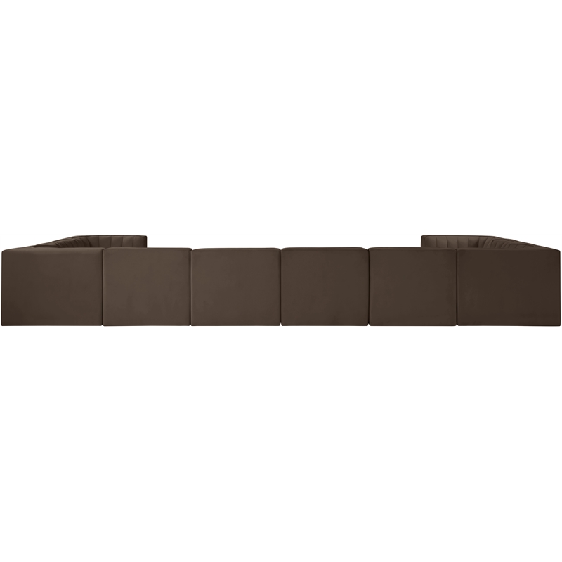 Meridian Furniture Rummi Brown Velvet Performance Fabric 10pc. Modular Sectional