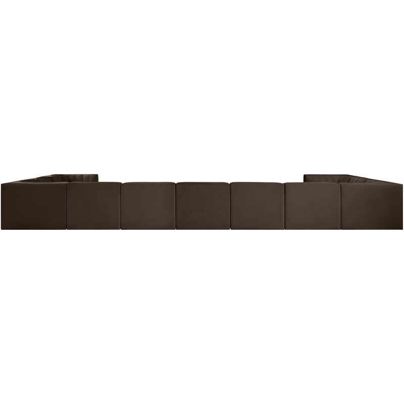 Meridian Furniture Rummi Brown Velvet Performance Fabric 11pc. Modular Sectional