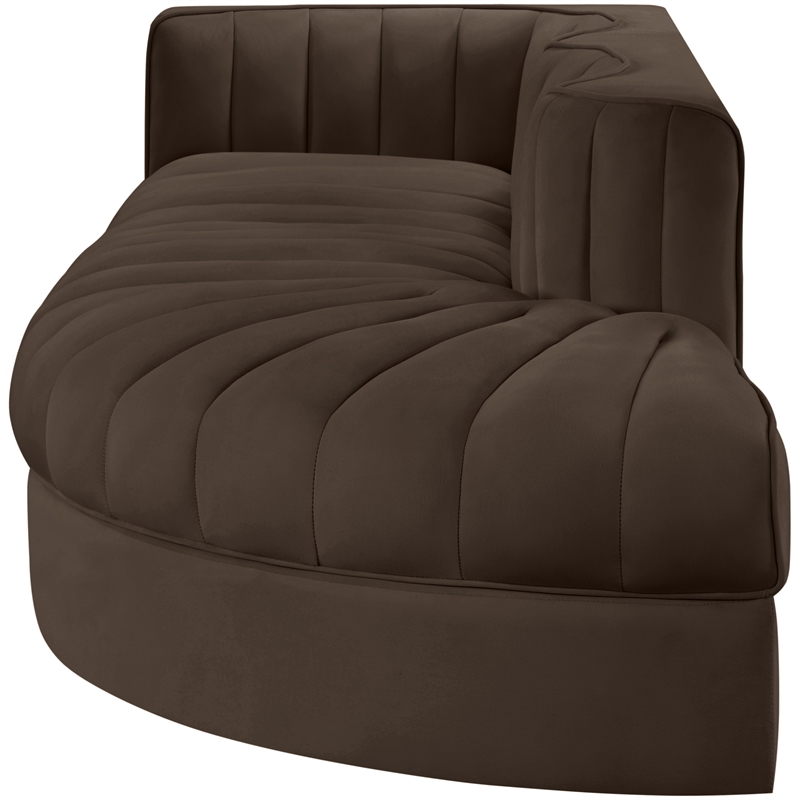 Meridian Furniture Rummi Brown Velvet Performance Fabric 3pc. Modular Sectional