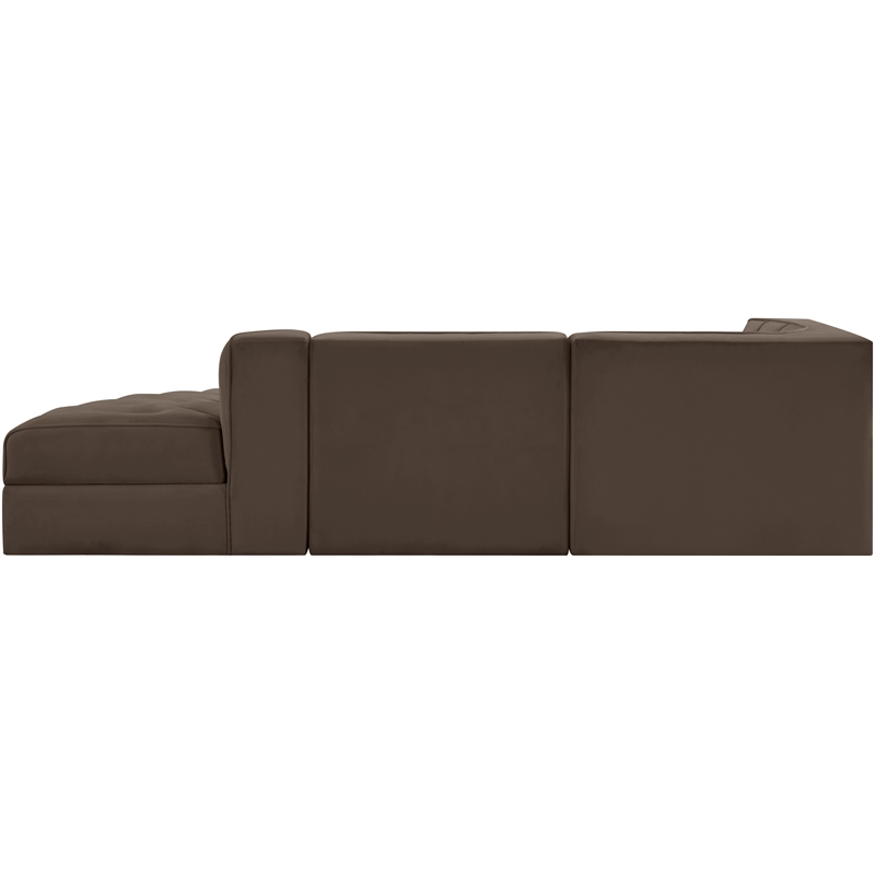 Meridian Furniture Rummi Brown Velvet Performance Fabric 3pc. Modular Sectional