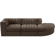 Meridian Furniture Rummi Brown Velvet Performance Fabric 3pc. Modular Sectional