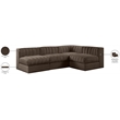 Meridian Furniture Rummi Brown Velvet Performance Fabric 4pc. Modular Sectional