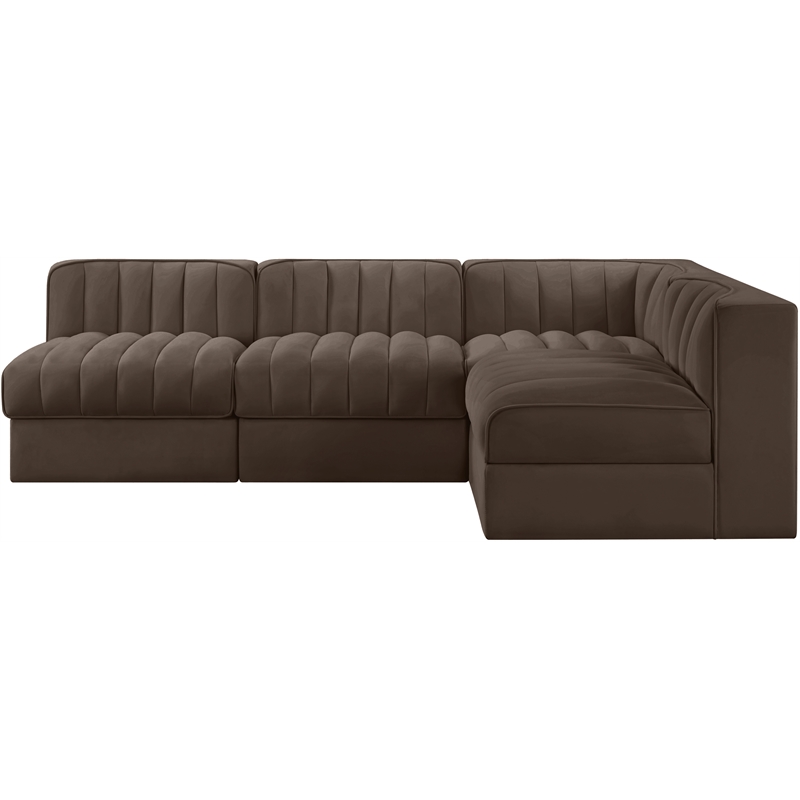 Meridian Furniture Rummi Brown Velvet Performance Fabric 4pc. Modular Sectional