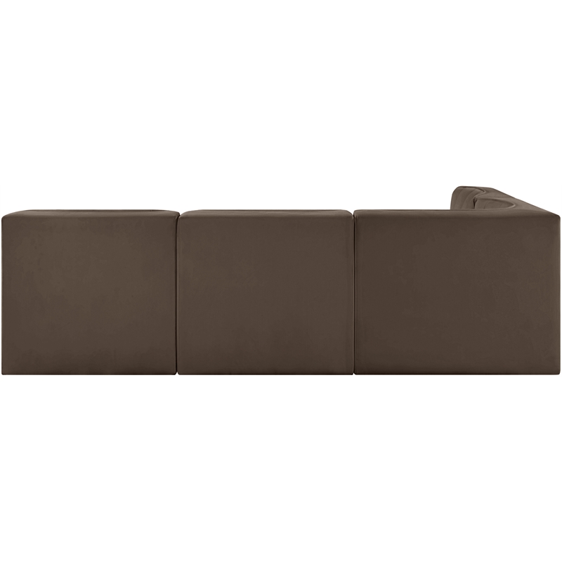 Meridian Furniture Rummi Brown Velvet Performance Fabric 4pc. Modular Sectional