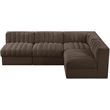 Meridian Furniture Rummi Brown Velvet Performance Fabric 4pc. Modular Sectional