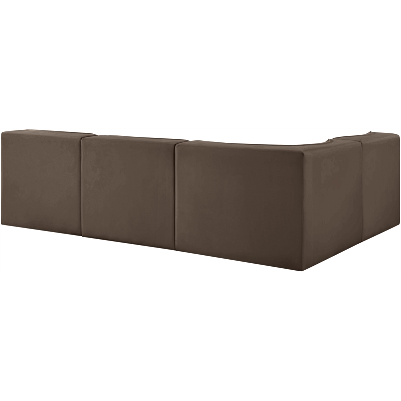 Meridian Furniture Rummi Brown Velvet Performance Fabric 4pc. Modular Sectional