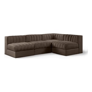 Meridian Furniture Rummi Brown Velvet Performance Fabric 4pc. Modular Sectional