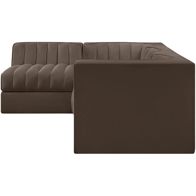 Meridian Furniture Rummi Brown Velvet Performance Fabric 4pc. Modular Sectional