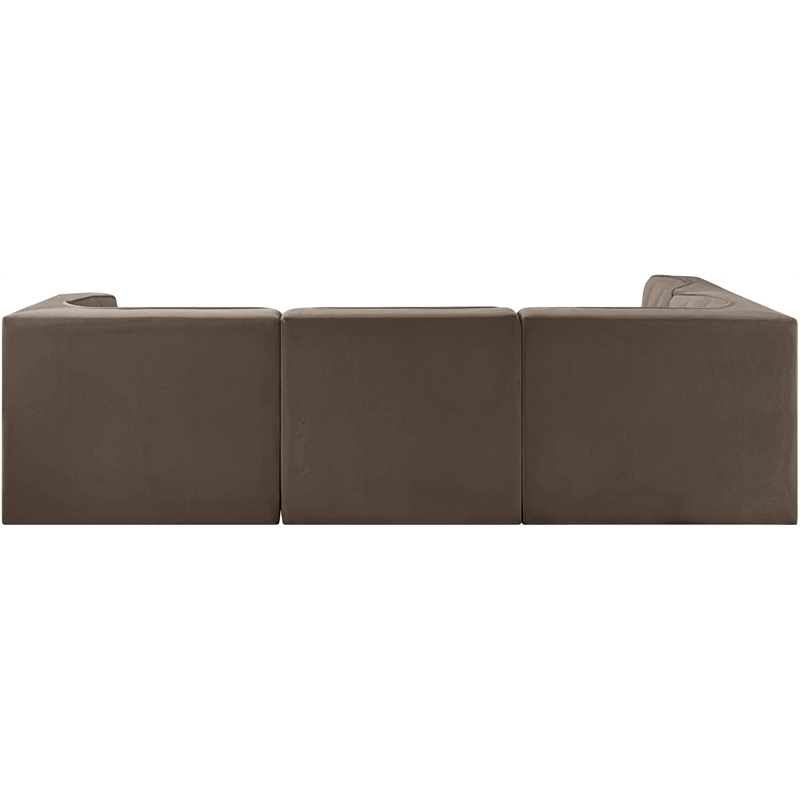 Meridian Furniture Rummi Brown Velvet Performance Fabric 4pc. Modular Sectional
