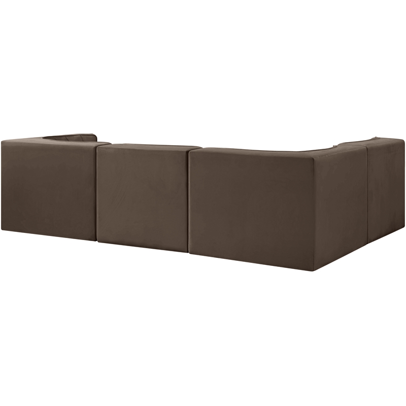 Meridian Furniture Rummi Brown Velvet Performance Fabric 4pc. Modular Sectional