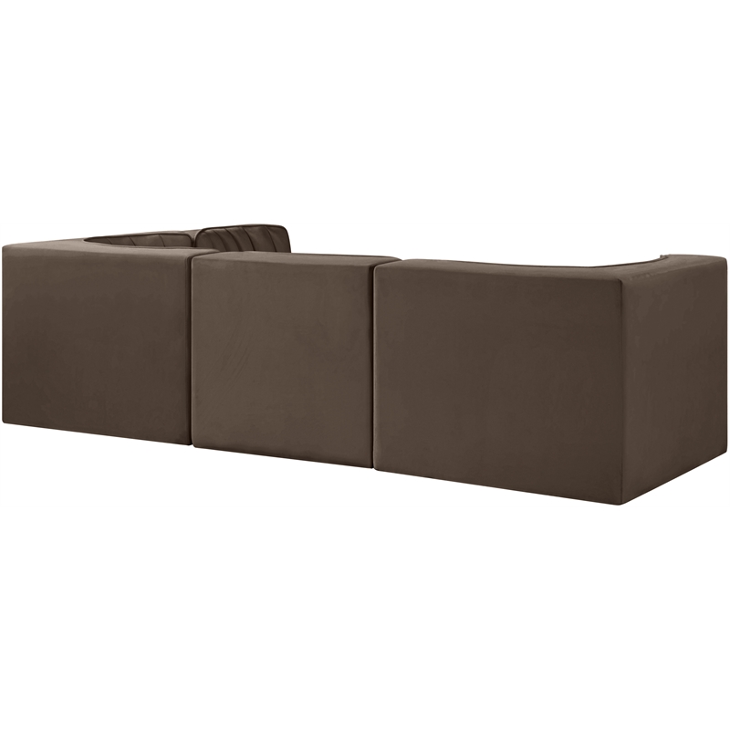 Meridian Furniture Rummi Brown Velvet Performance Fabric 4pc. Modular Sectional