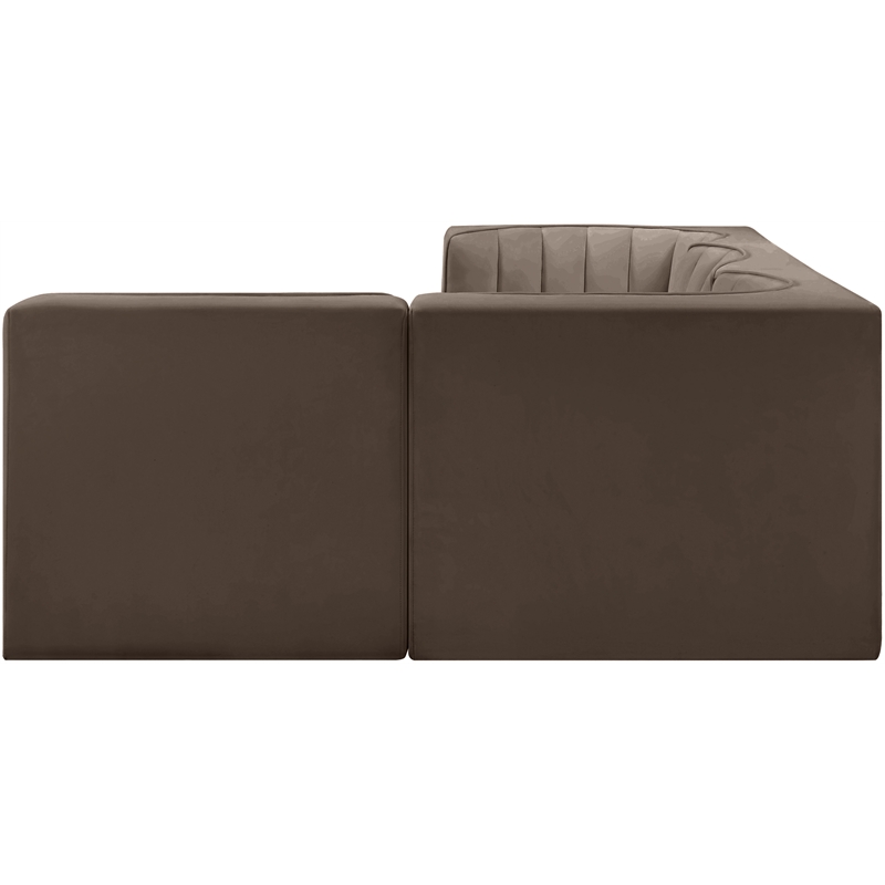 Meridian Furniture Rummi Brown Velvet Performance Fabric 4pc. Modular Sectional