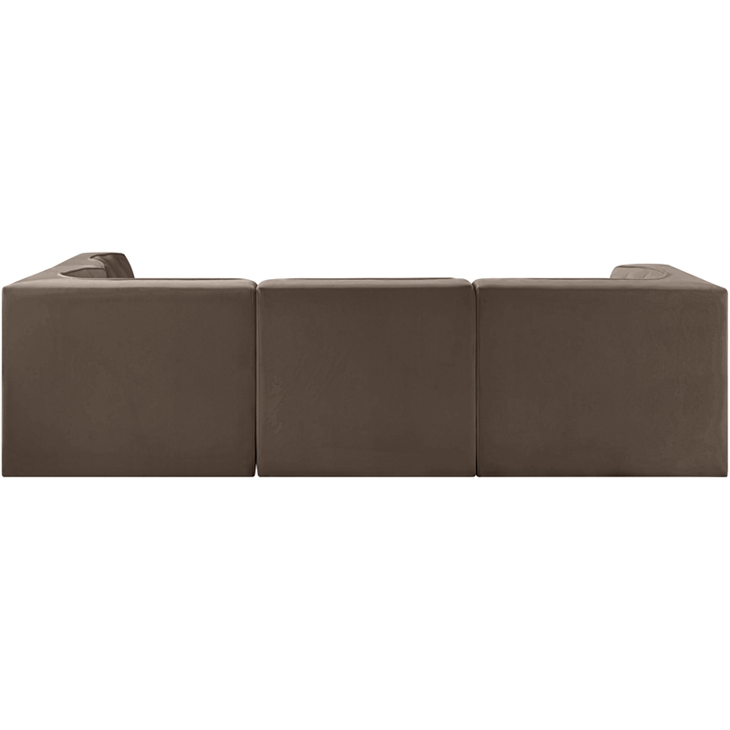Meridian Furniture Rummi Brown Velvet Performance Fabric 4pc. Modular Sectional