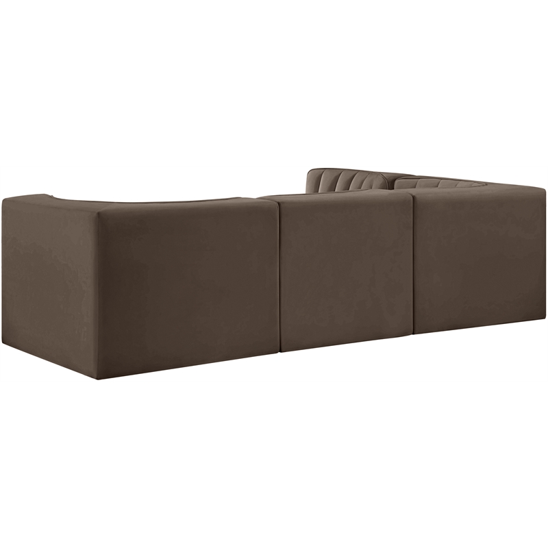 Meridian Furniture Rummi Brown Velvet Performance Fabric 4pc. Modular Sectional