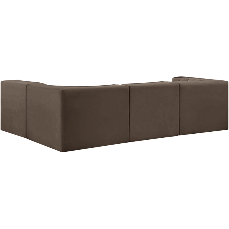 Meridian Furniture Rummi Brown Velvet Performance Fabric 4pc. Modular Sectional