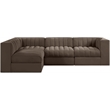 Meridian Furniture Rummi Brown Velvet Performance Fabric 4pc. Modular Sectional