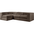 Meridian Furniture Rummi Brown Velvet Performance Fabric 4pc. Modular Sectional