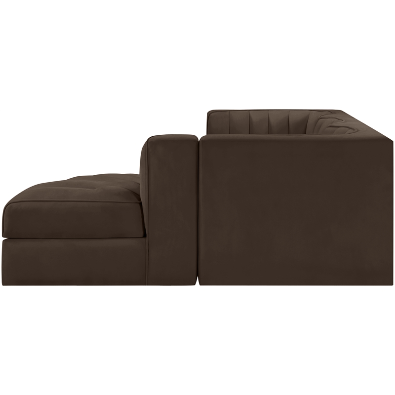 Meridian Furniture Rummi Brown Velvet Performance Fabric 4pc. Modular Sectional