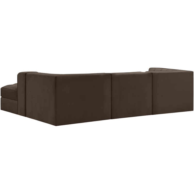 Meridian Furniture Rummi Brown Velvet Performance Fabric 4pc. Modular Sectional