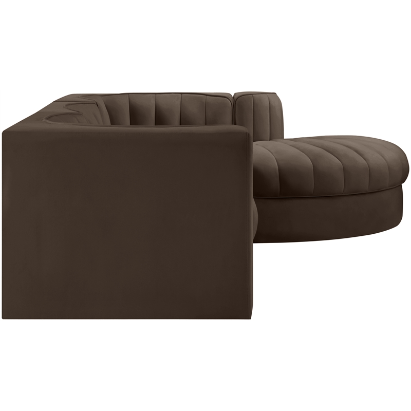 Meridian Furniture Rummi Brown Velvet Performance Fabric 4pc. Modular Sectional