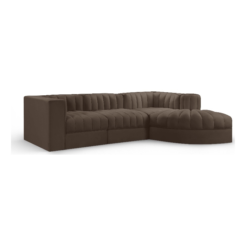 Meridian Furniture Rummi Brown Velvet Performance Fabric 4pc. Modular Sectional