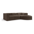 Meridian Furniture Rummi Brown Velvet Performance Fabric 4pc. Modular Sectional