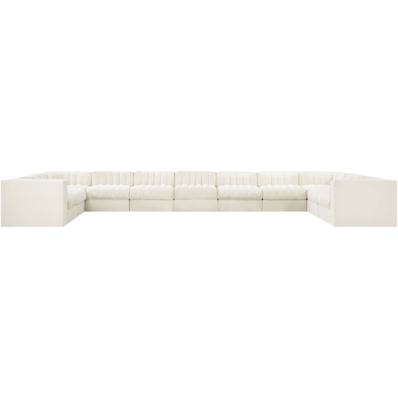 Meridian Furniture Rummi Cream Velvet Performance Fabric 11pc. Modular Sectional