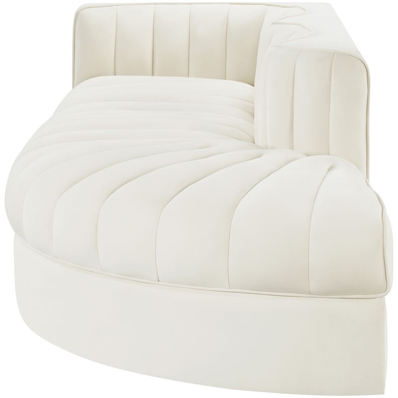 Meridian Furniture Rummi Cream Velvet Performance Fabric 3pc. Modular Sectional