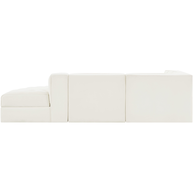 Meridian Furniture Rummi Cream Velvet Performance Fabric 3pc. Modular Sectional
