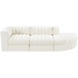 Meridian Furniture Rummi Cream Velvet Performance Fabric 3pc. Modular Sectional
