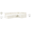 Meridian Furniture Rummi Cream Velvet Performance Fabric 4pc. Modular Sectional