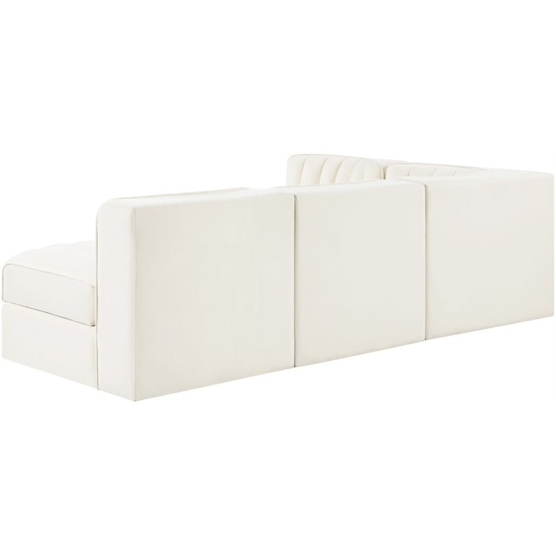 Meridian Furniture Rummi Cream Velvet Performance Fabric 4pc. Modular Sectional