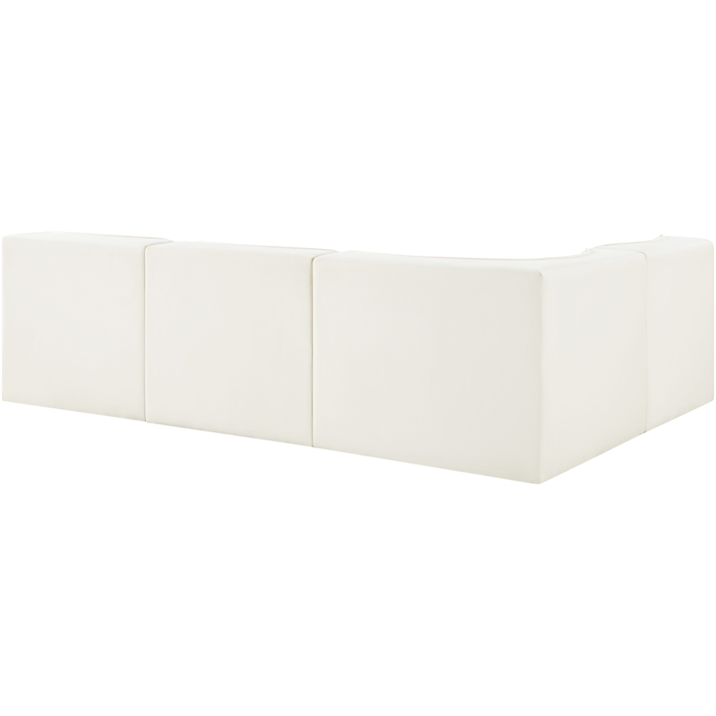 Meridian Furniture Rummi Cream Velvet Performance Fabric 4pc. Modular Sectional