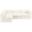 Meridian Furniture Rummi Cream Velvet Performance Fabric 4pc. Modular Sectional