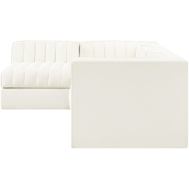 Meridian Furniture Rummi Cream Velvet Performance Fabric 4pc. Modular Sectional