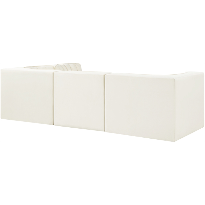Meridian Furniture Rummi Cream Velvet Performance Fabric 4pc. Modular Sectional