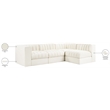 Meridian Furniture Rummi Cream Velvet Performance Fabric 4pc. Modular Sectional