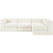 Meridian Furniture Rummi Cream Velvet Performance Fabric 4pc. Modular Sectional