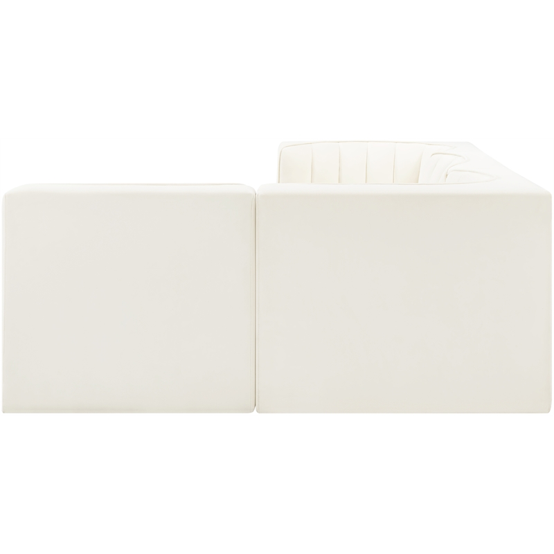 Meridian Furniture Rummi Cream Velvet Performance Fabric 4pc. Modular Sectional