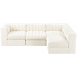 Meridian Furniture Rummi Cream Velvet Performance Fabric 4pc. Modular Sectional