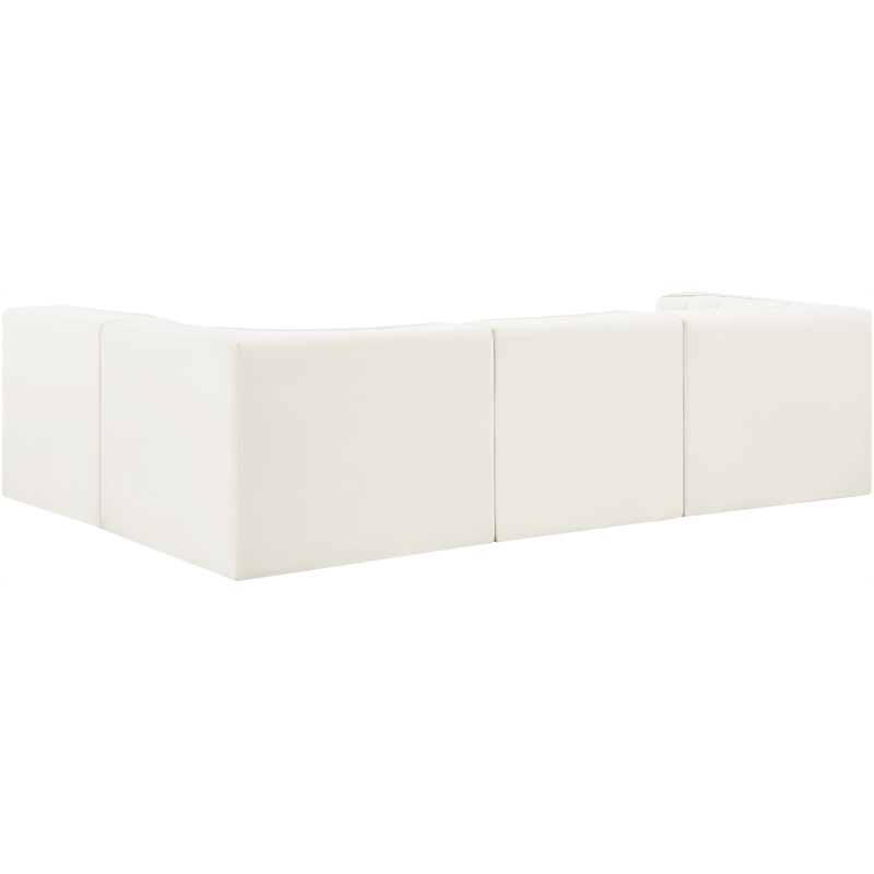 Meridian Furniture Rummi Cream Velvet Performance Fabric 4pc. Modular Sectional