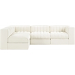 Meridian Furniture Rummi Cream Velvet Performance Fabric 4pc. Modular Sectional