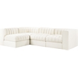 Meridian Furniture Rummi Cream Velvet Performance Fabric 4pc. Modular Sectional