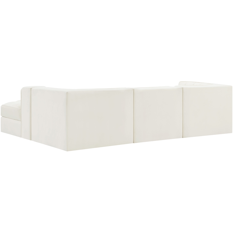 Meridian Furniture Rummi Cream Velvet Performance Fabric 4pc. Modular Sectional